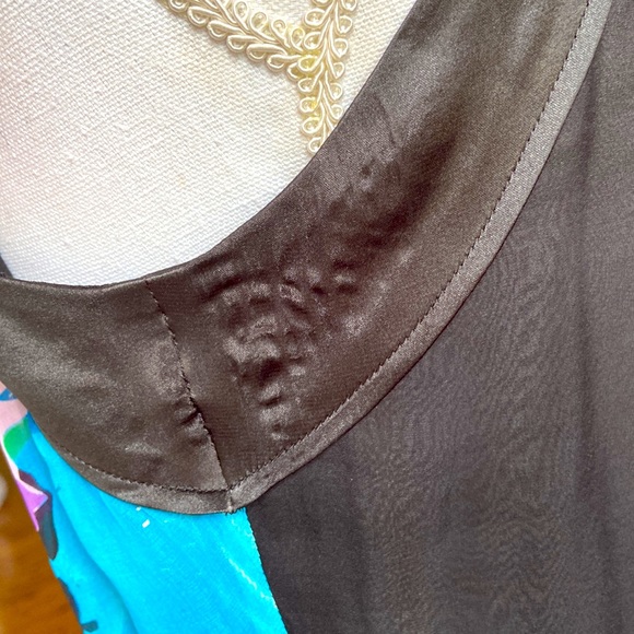 Y2K 2000s Sheike Floaty Floral 100% Silk Cocktail Dress Sz 10 - Picture 6 of 8